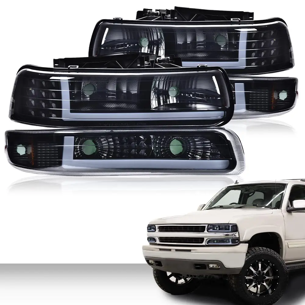 مصابيح أمامية Led Drl لسيارة تشيفي سيلفرادو 1999-2002 /Silverado 1500Hd 2500Hd 2001-2002 /Tahoe Suburban 1500 2500 00-06 يسار + يمين