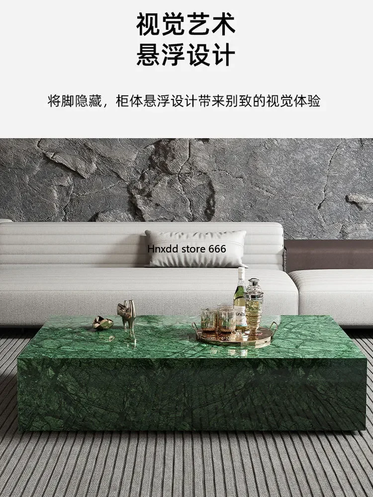 Modern simple square imported natural Indian green marble coffee table