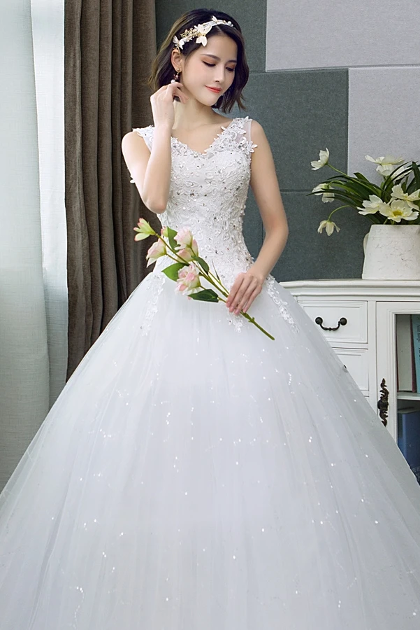 Áo Cưới Dáng, Kích Thước Bóng Đồ Bầu Cô Dâu Váy Áo Không Tay Cổ Chữ V Phối Ren Váy Vestidos De Novia