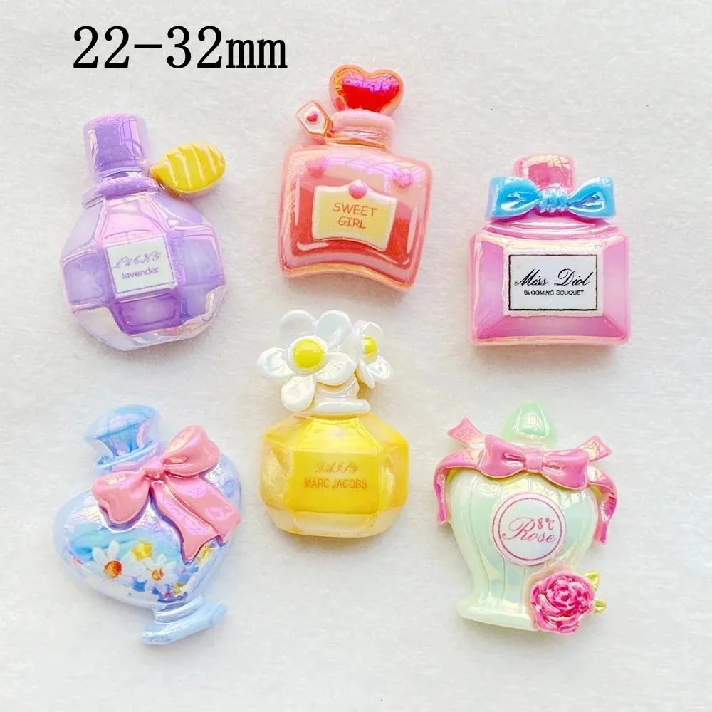 6Pcs New Cute Resin Cartoon Perfume Bottle Series Flat Back Scrapbooking DIY Jewelry Craft Decoration Accessories