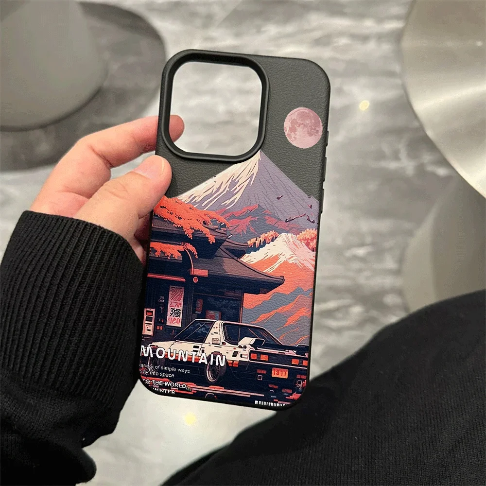 Mount Fuji Sportwagen Handyhülle für iPhone 17 16 15 14 13 12 Pro Max 16 15 14 Plus 17 16 15 14 Pro 17Air Silikon Matte Hülle – Detail 8