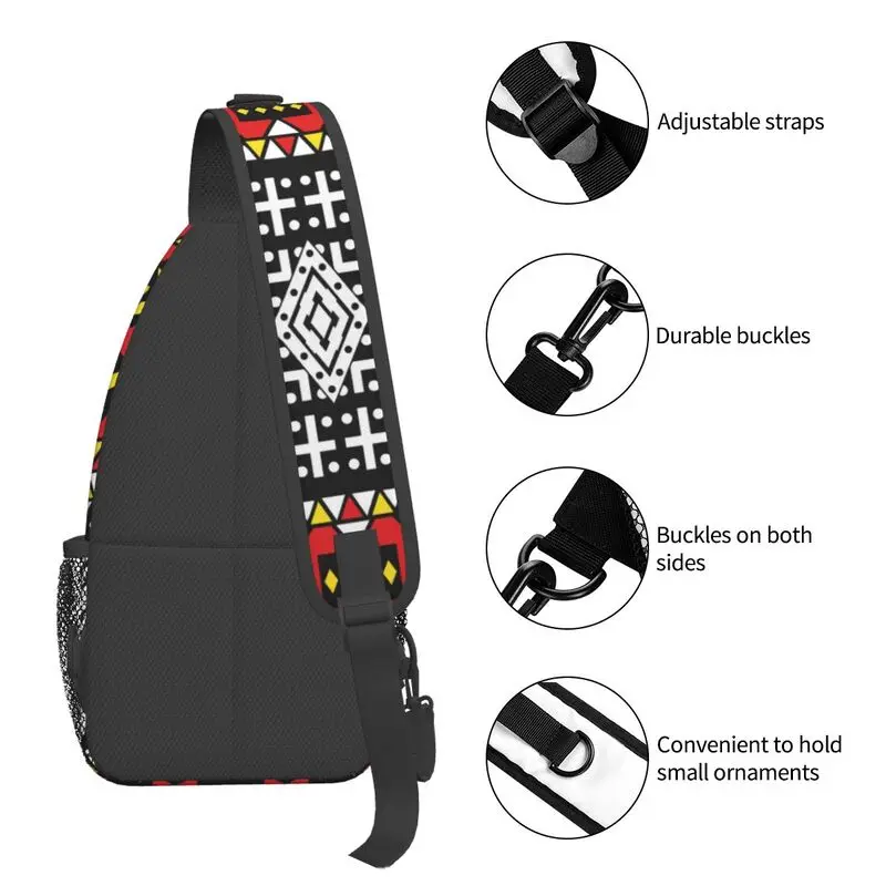 Kizomba Samakaka Ankara Print Sling Chest Crossbody Bag Men Fashion African Pattern Wax Design Shoulder Backpack for Hiking