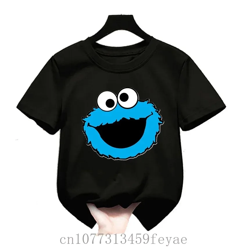 Cotton Cute Cartoon Kids T-Shirts Short Sleeve Tops Sesame Street Polyester Quick Dry Design Print Boys Girls Funny Summer Tops