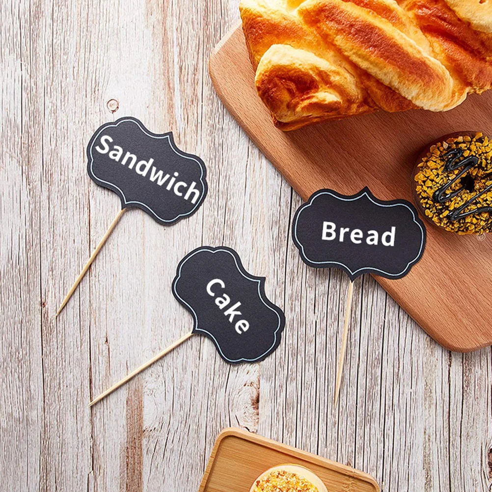 

48Pcs Writable Chalkboard Cheese Markers Simple Reusable Cupcake Picks Wedding Party Food Name Label Picks Cheese Markers