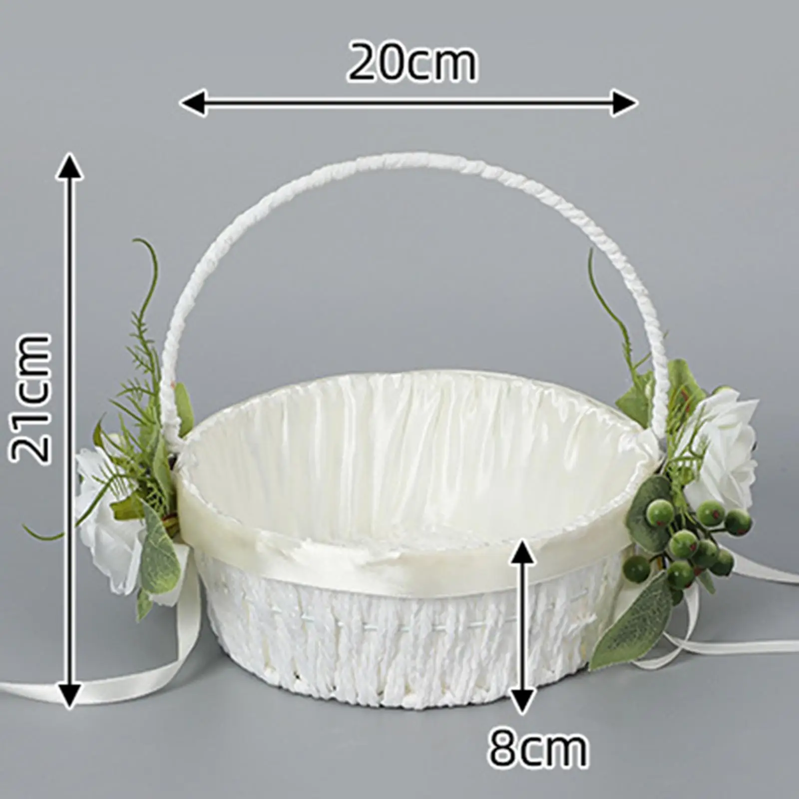 Flower Girl Basket Flower Petal Basket Portable Satin Flower Basket for Bride Shower Ceremony Banquet Engagement Ceremony Party