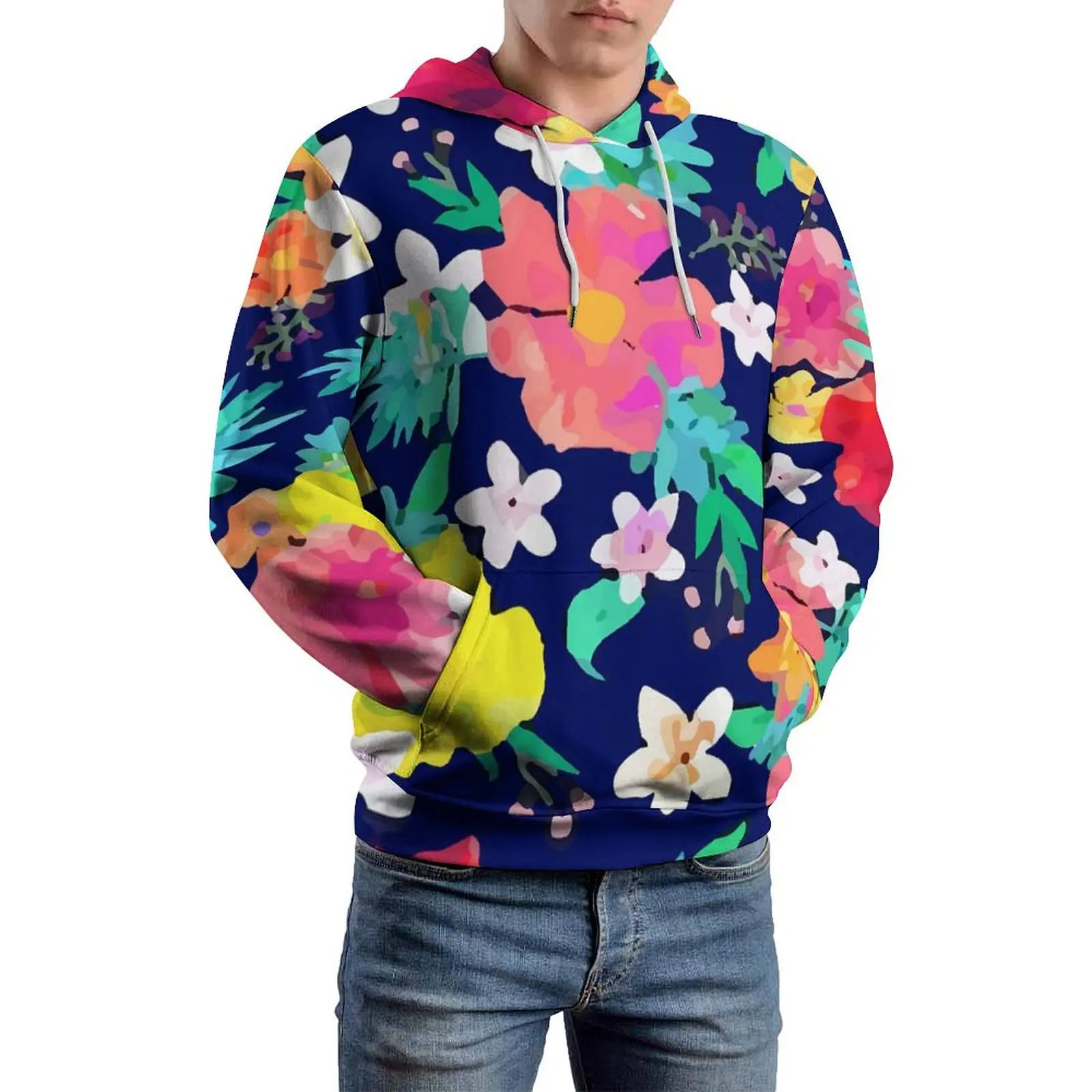 

Tropical Floral Casual Hoodies Long Sleeve Colorful Print Pretty Hoodie Winter Loose Graphic Oversized Clothes