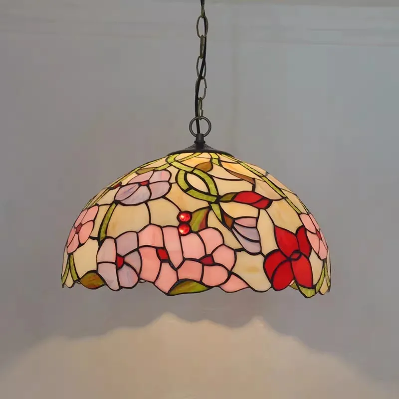 

Dia40cm Nordic Tiffany pendant light stained glass for bar restaurant bedroom balcony garden porch ceiling light led chandelier