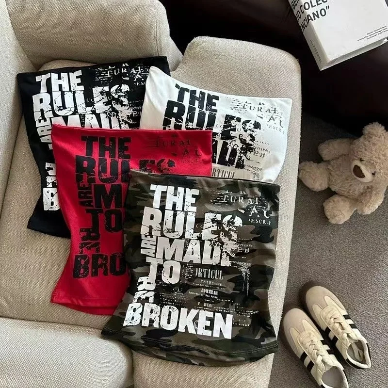 

90s letter print sleeveless camisole women's summer new hot girl style sexy outer top