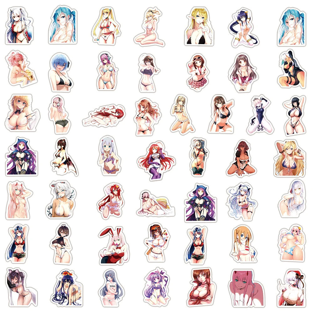 10/30/50/100pcs Adult Anime Hentai Sexy Girl Waifu Stickers Decals Skateboard Laptop Phone Luggage Car Cool Waterproof Sticker