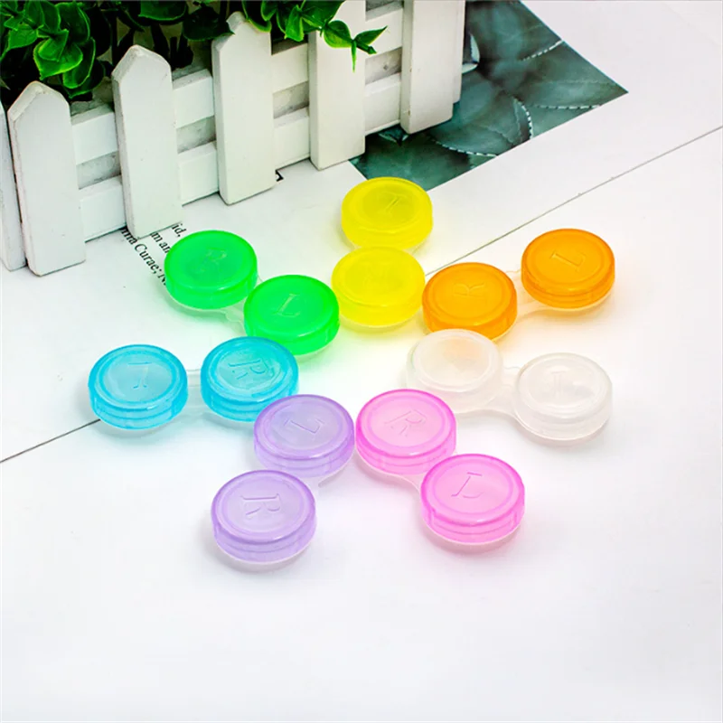 10pcs Glasses Cosmetic Contact Lens Box Portable Lens Case Double-box Eye Care Box Cosmetic Travel Kit Holder Eyewear Bag