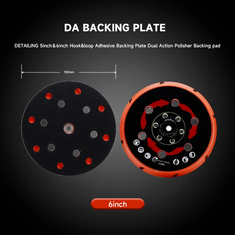 DETAILING 5inch＆6inch Hook&loop Adhesive Backing Plate Dual Action Polisher Backing pad