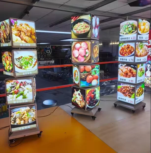 

Advertising Rotating Light Box Display Outdoor Customize 4 Sides Rotating Fabric Waterproof Led Light Box