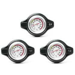 Black Thermo Radiator Cap Tank Cover Water Temperature Gauge with Utility Safe 0.9 Bar/ 1.1 Bar/1.3 Bar Car Motorcycle Styling