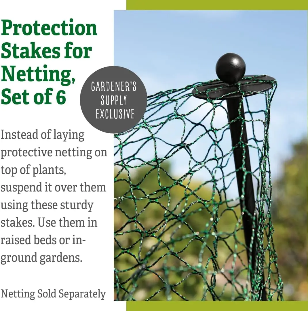 Gardener's Supply Company Garden Stake Netting Support | Heavy Duty Powder Coated Steel Garden Fencing Protection Frame Support