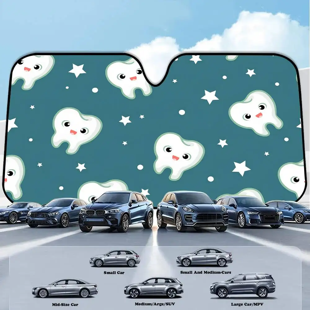 

Cute T-Tooth Car Window Sun Shade Windshield Anti-UV Protection Front Rear Windshield Block Cover Visor Accessories