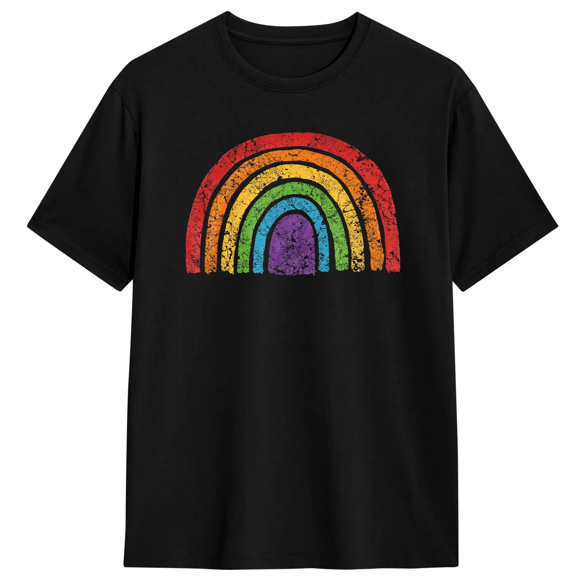 Men LGBTQ Rainbow Flag Gay Pride LGBT Awareness Ally Vintage T Shirts  Cotton Tops Beach Aesthetic Short Sleeve T-Shirt O Neck
