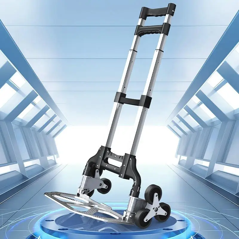Portable Folding Aluminum Alloy Hand Truck Home Use Luggage Cart Moving Cargo Shopping Cart Stair Climbing Vehicle