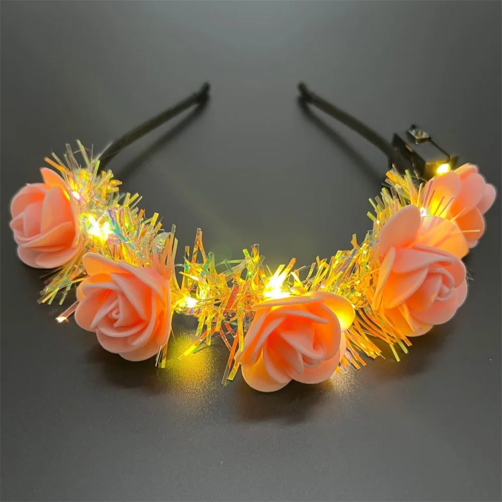 Fascia per capelli da donna con fiore illuminato, ghirlanda a led, corona, fascia per capelli, fascia per capelli floreale incandescente, accessori per capelli, festa di compleanno, matrimonio