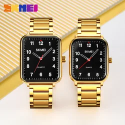 SKMEI Fashion Rectangle Couple Watch Arabic Numbers Easy To Read Sets Of Watches For Him And For Her 9054 9055