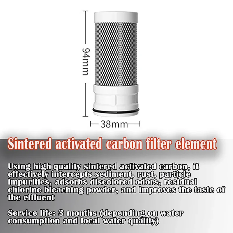 Elemento filtrante de carbono sinterizado substituível Cartuchos filtrantes de água Torneira de cozinha Purificador de água da torneira Carvão ativado