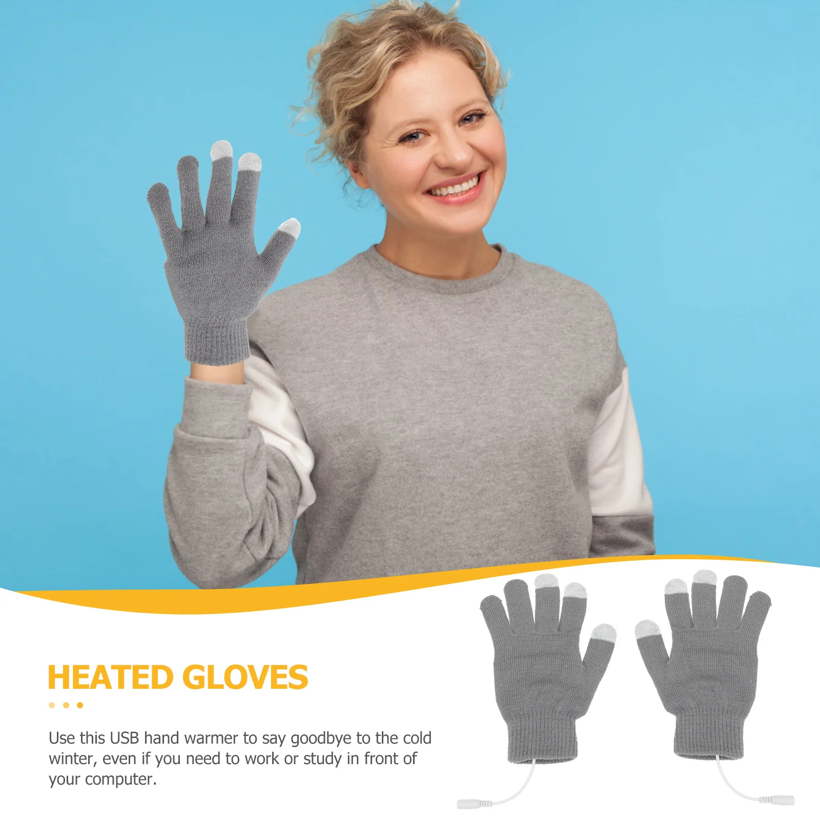 

1 Pair Touch Screen Heating Gloves Usb Heated Cotton Mitten Winter Hand Warmer For Outdoor Indoor Typing Laptop Use