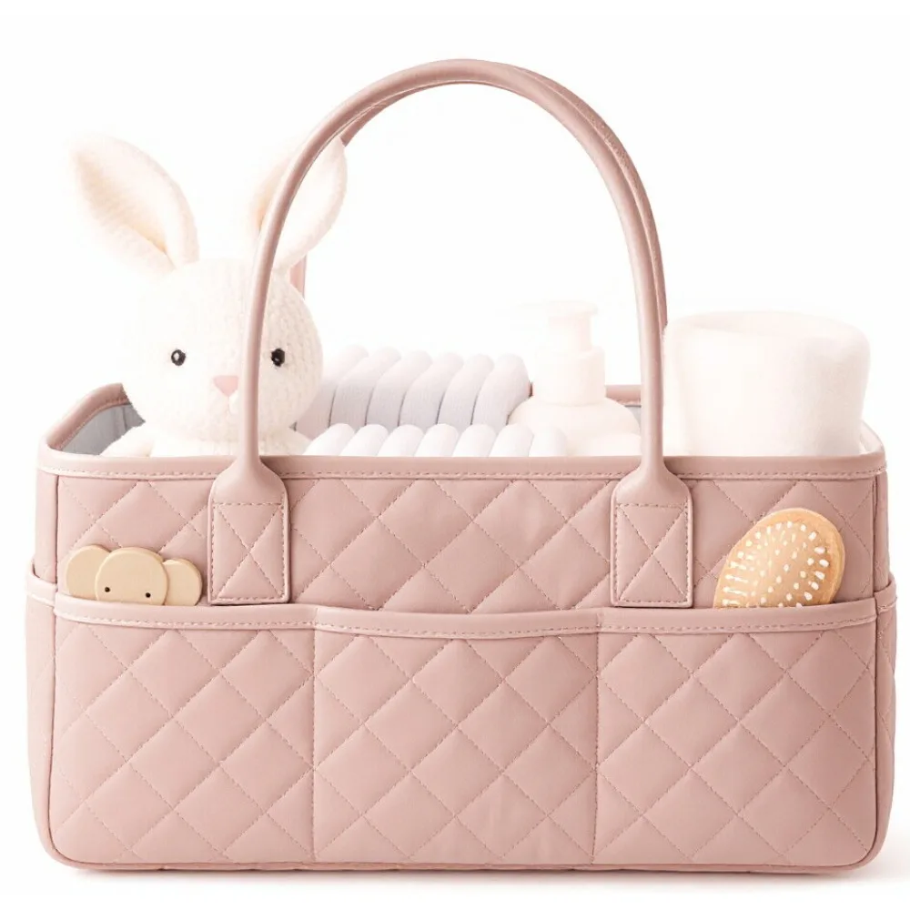Large Capacity Baby Diaper Organizer Portable Newborn Essentials Nursery Storage Basket Floral Baby Diaper Storage Bag