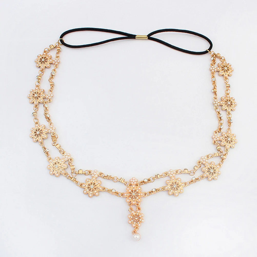 

1PCS Flower Headband Stretch Alloy Bohemia Beach Tassel Ladies Free Size Strong Elastic Dress Up Accessory Hair Band