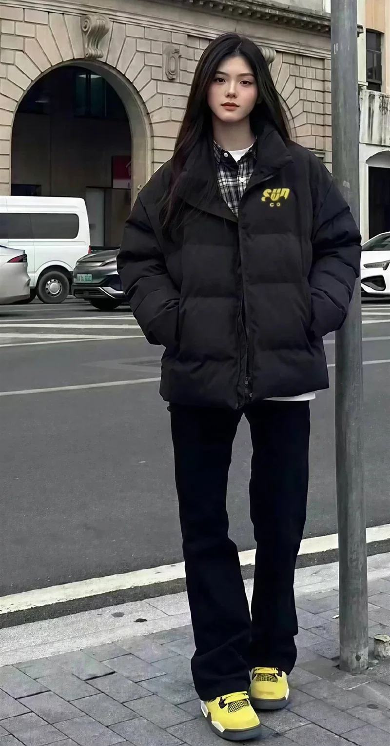 Parkas Womens Militares Autumn Linen Lining Buttoned Fitted Waist-Closed Cropped Layered O-Neck College School Uniform Preppy OL