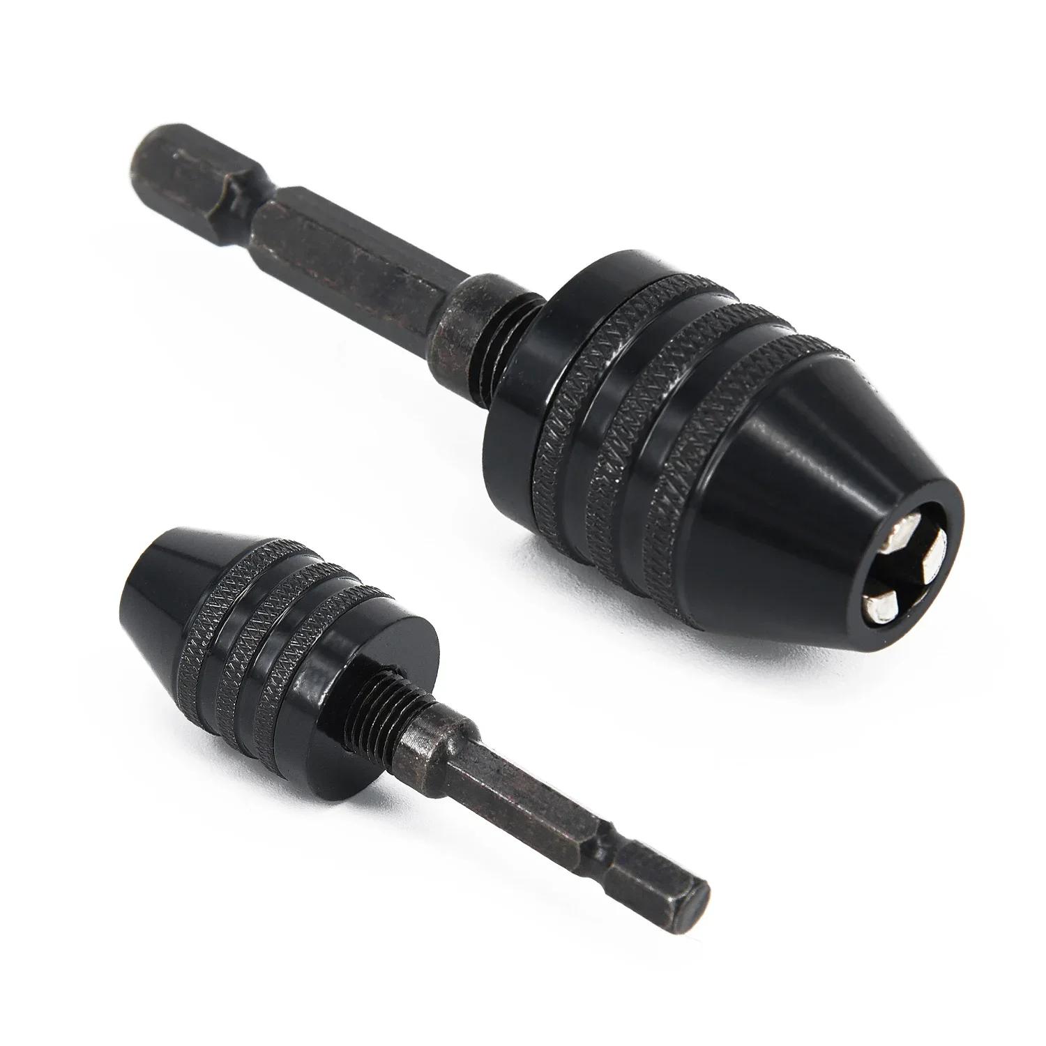 Adaptador Convertidor sin llave Mandril de taladro de vástago hexagonal 0,3-6,5 mm 71x22 mm Aleación de aluminio Negro Mini 1x Pequeño