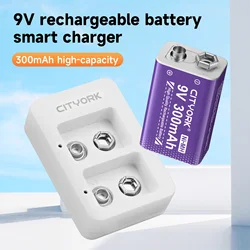 CITYORK 2-4 Slot 9V 6F22 battery charger USB Charger Smart LED Display Charger for 9V 6F22 Lithium NIMH Rechargeable Battery