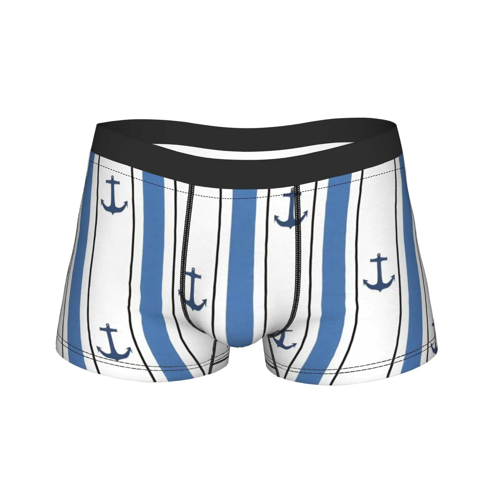Nautical Anchor Boat Underwear  Man Shorts Briefs Comfortable Boxer Shorts Trenky Print Plus Size Underpants