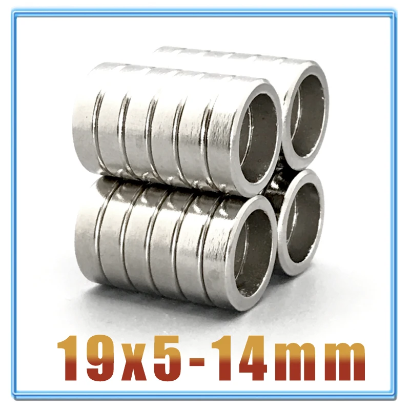 

1/5/10/20/50/500Pcs 19x5 Super Strong Round Neodymium Ring Magnets 19mm x 5mm Hole: 14 Rare Earth N35 ndfeb Neodymium 19x5-14