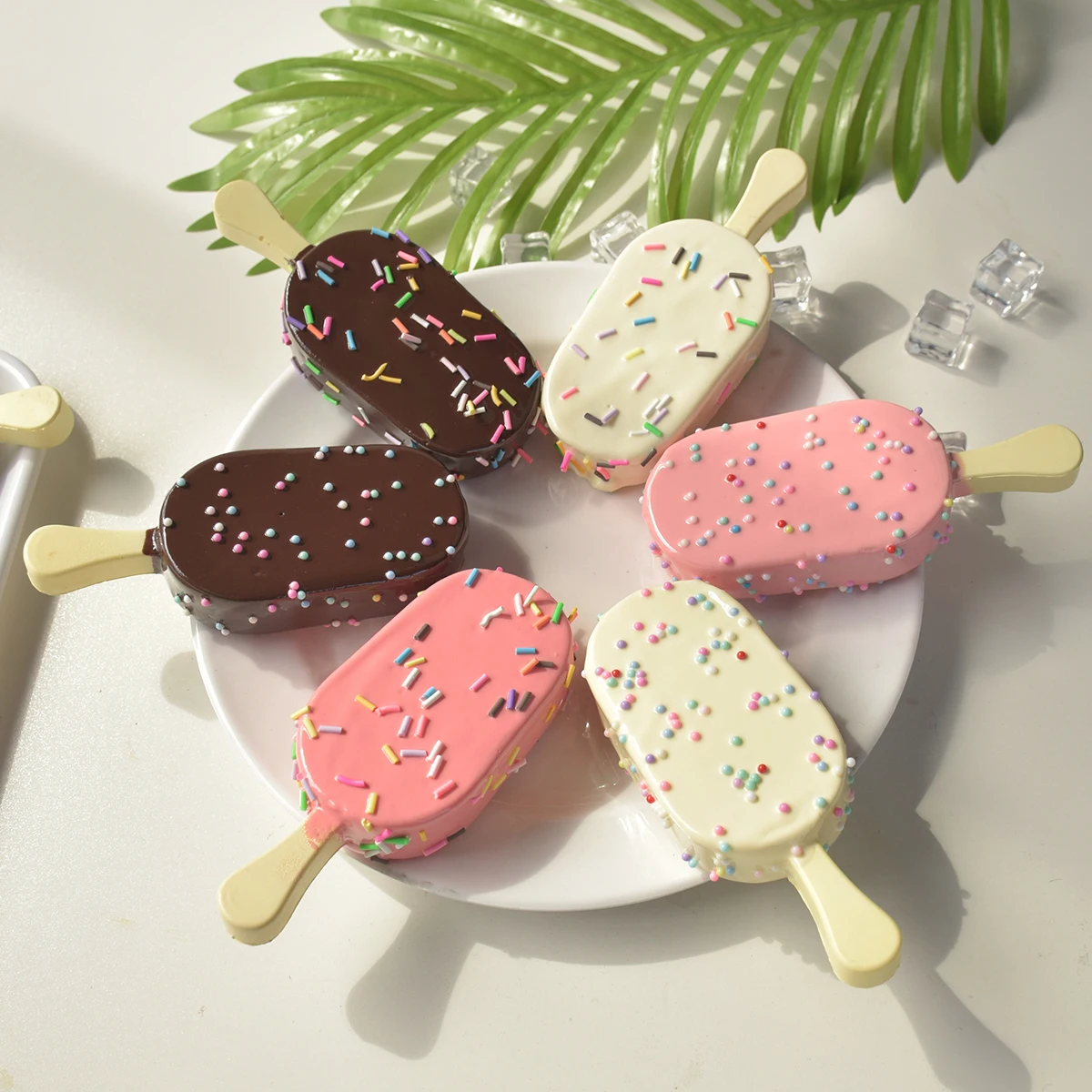 3er-Pack Künstliche Eis am Stiel Nachbildung mit Streuseln Simuliertes Dessert Fotografie-Requisiten Bäckerei-Display Küchendekoration O – Detail 4