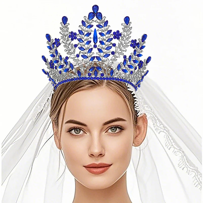 

Big Rhinestone Luxury Miss Universe Paraguay Angola Wedding Crown for Women Banquet Tiara Party Costume Hair Jewelry Accessories
