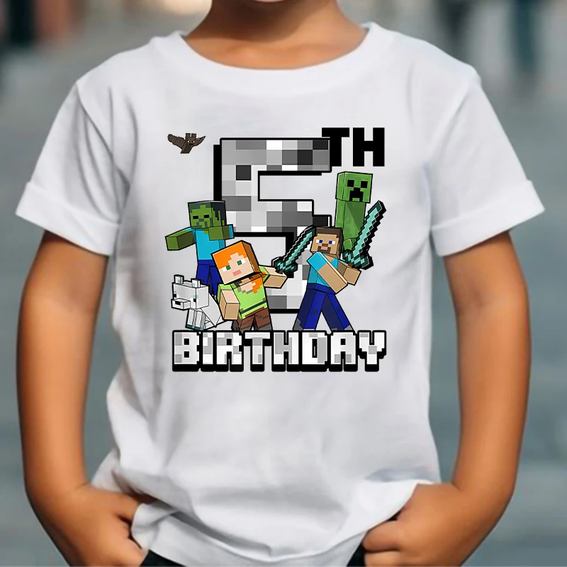 Camiseta de algodón con estampado de anime de Minecraft para adolescentes, diseño de dibujos animados, ropa deportiva urbana de verano, regalo para fiestas y juegos.