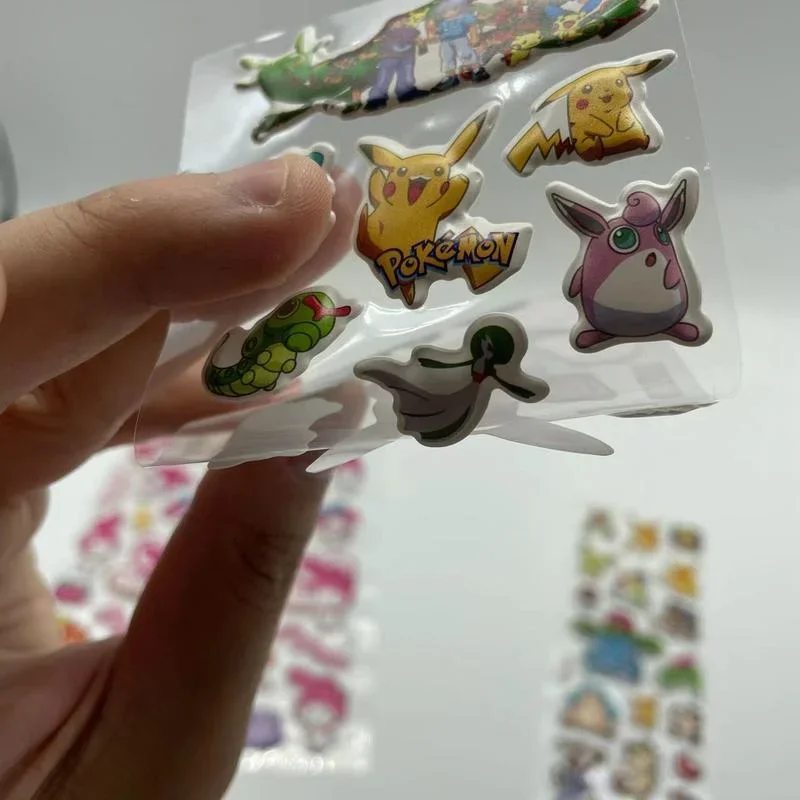 10PCS Kawaii 3D Puffy Bubble Hello Kitty Stickers Anime Kids Toddler Toy Decals Classic Pokemon Cartoon Vinyl Sticker Aesthetic