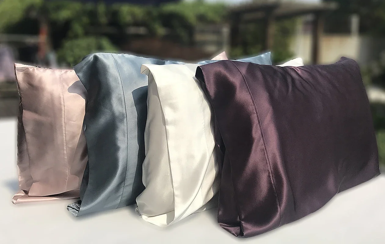 

One Pair Envelope Pillowcases 100% Mulberry Silk 48x74 Cm Ivory Beige Pink Purple Colors Pieces on sale