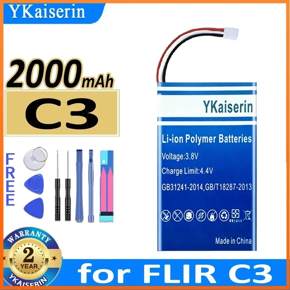 YKaiserin 2000mAh 703351 Cell Phone Battery for FLIR C3 Thermal Imaging Camera Portablet Batteries Warranty + Track Number