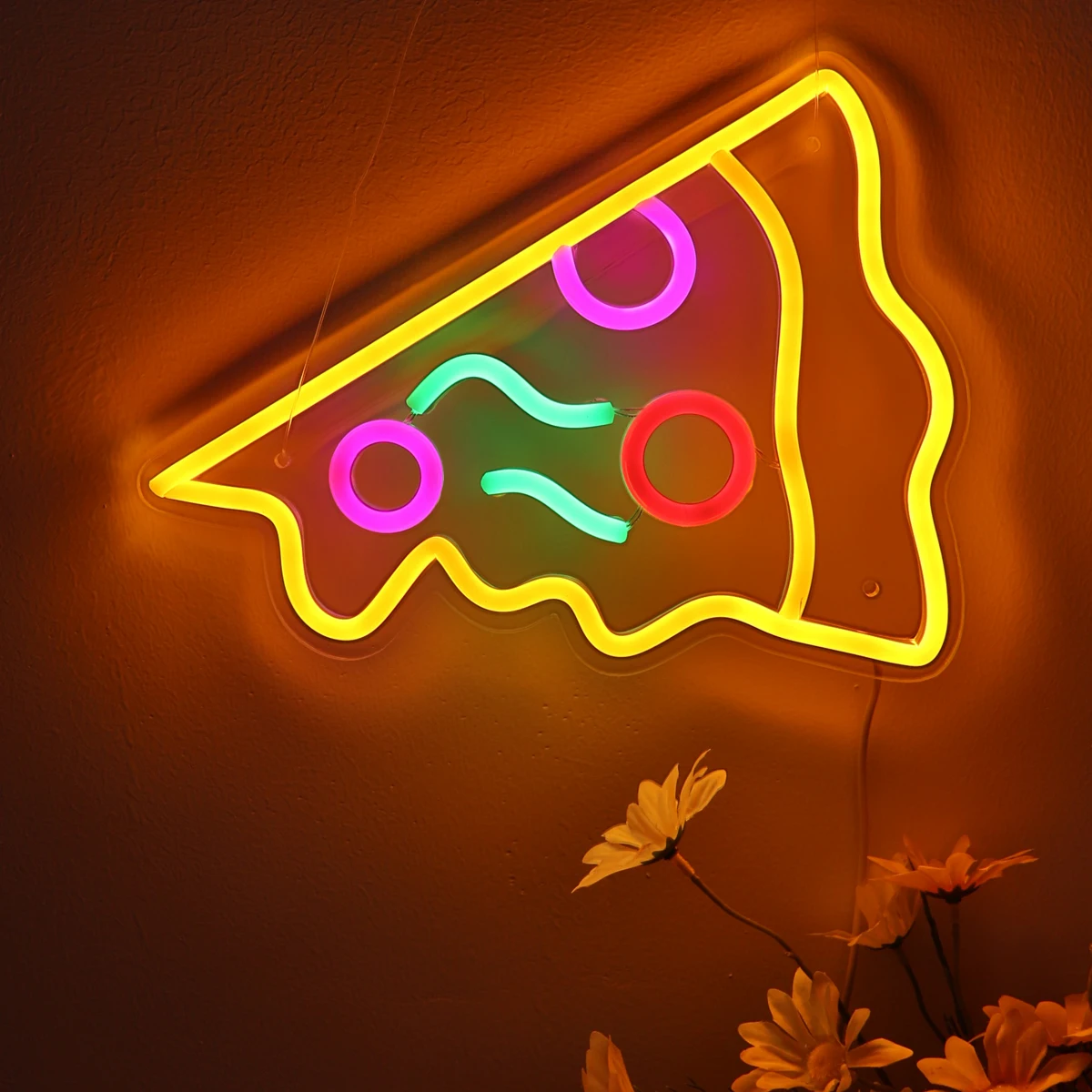 Imagem -06 - Usb Powered Pizza Led Wall Neon Sign Night Light Decoração da Cozinha Decoração do Restaurante 11.22 x 8.03 5v 1pc