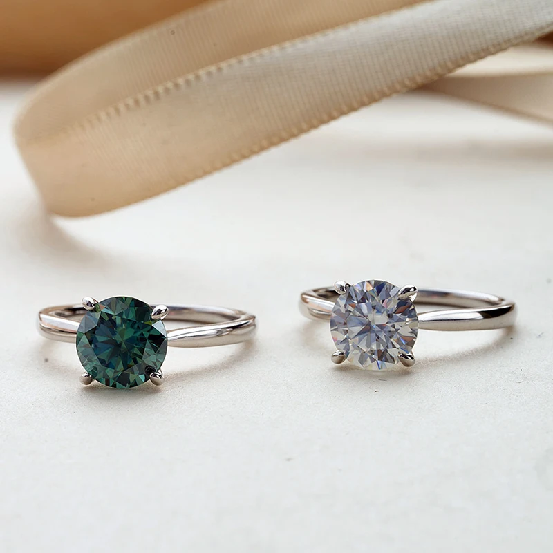 JoyceJelly 2 Karat D-Farbe VVS Moissanit-Ring mit Zertifikat, Original-Sterlingsilber 925 Schmuck für Damen, Eheringe – Detail 3