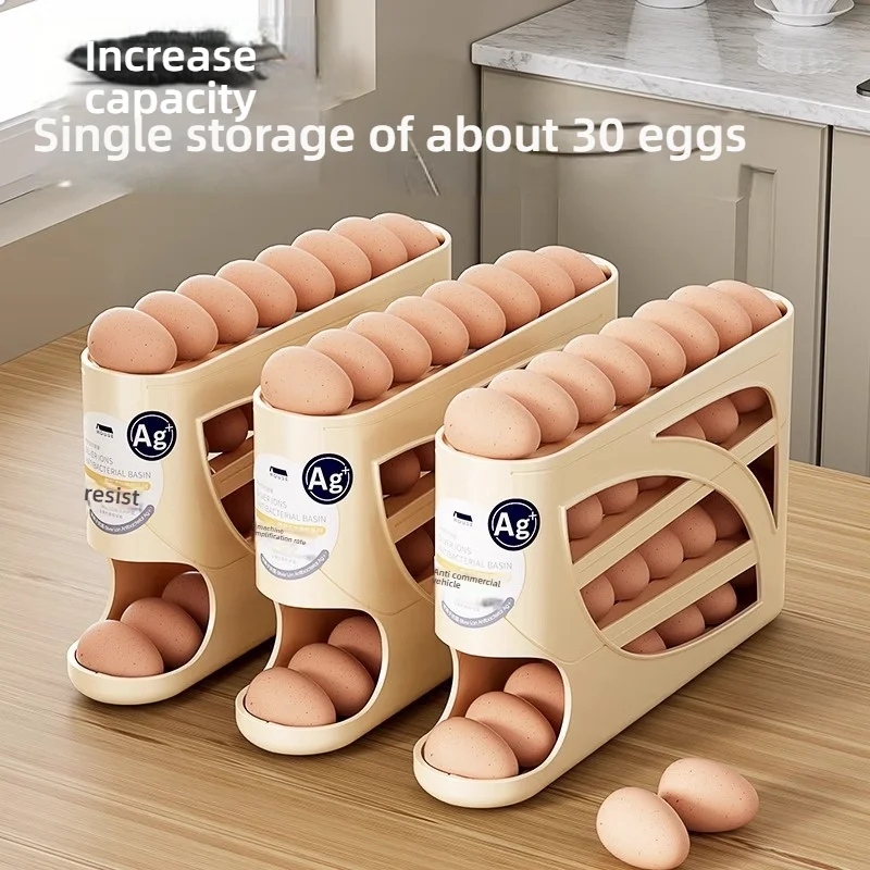 سميكة المتداول صندوق تخزين البيض باب مزدوج الثلاجة الجانب الباب حامل أرفف البيض المنزل نضارة البيض المنظم تصميم توفير المساحة