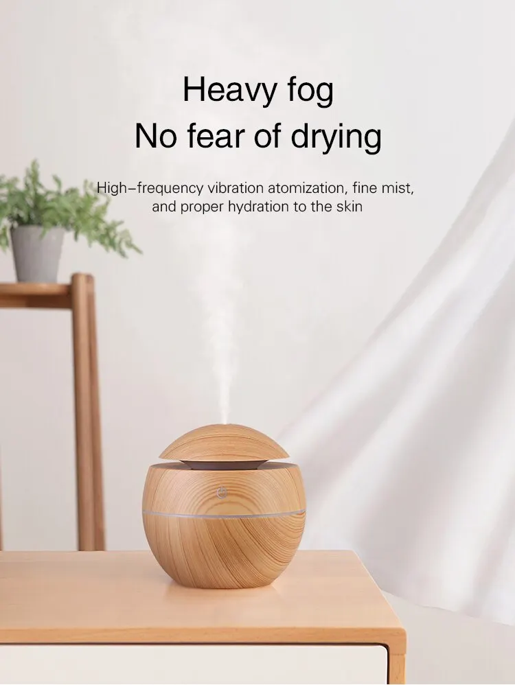 Humidifier Electric Air Aroma Diffuser Wood Ultrasonic Air Humidifier Essential Oil Aromatherapy Cool Mist Maker for Bedroom