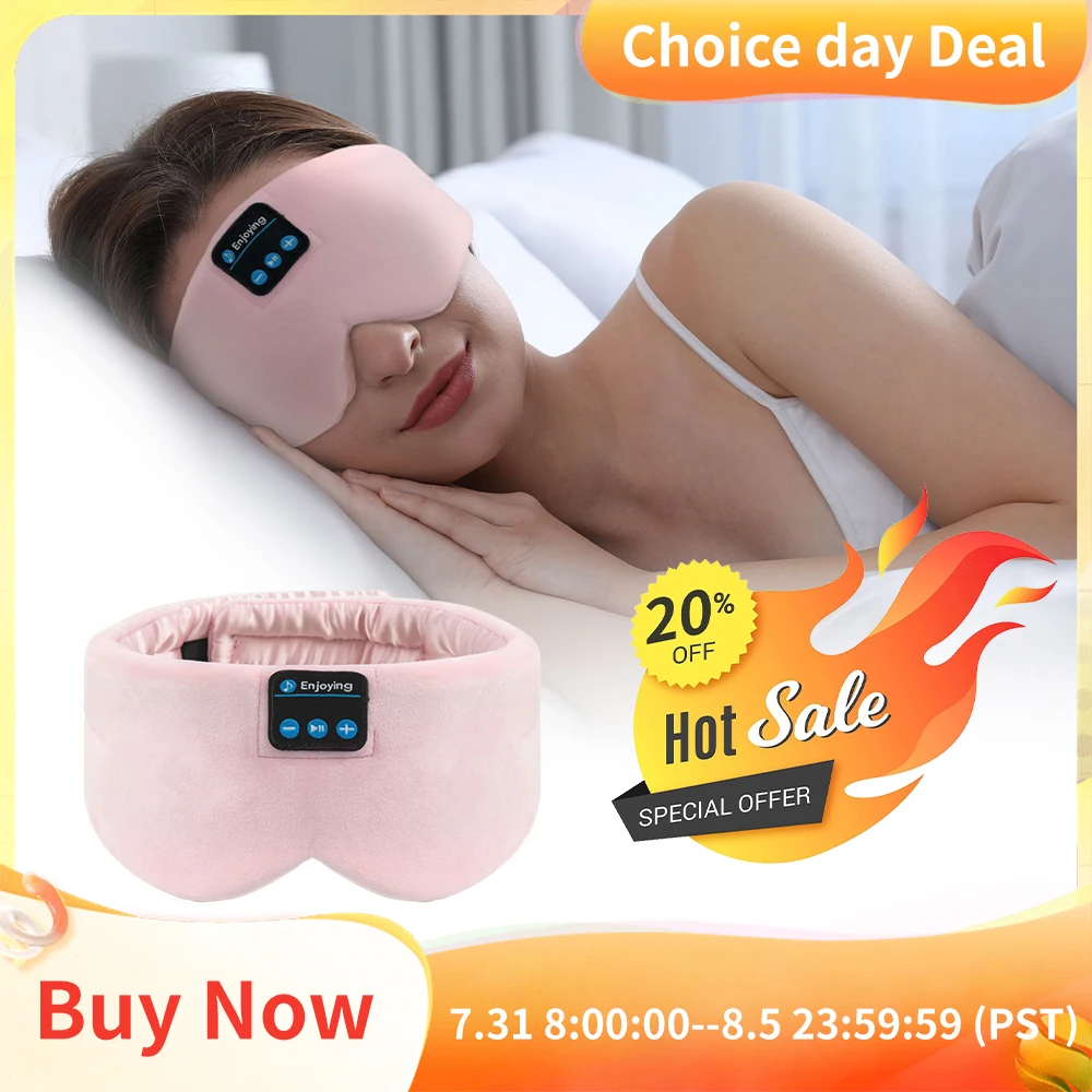 Sleeping Headphones Bluetooth Eye Mask for Women Men, Wireless Music Blackout Masks for Side