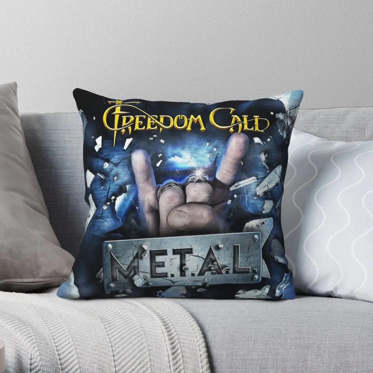 Freedom Call M.E.T.A.L. Album Square Pillowcase Polyester Linen Velvet Pattern Zip Decorative Bed Cushion Case 18