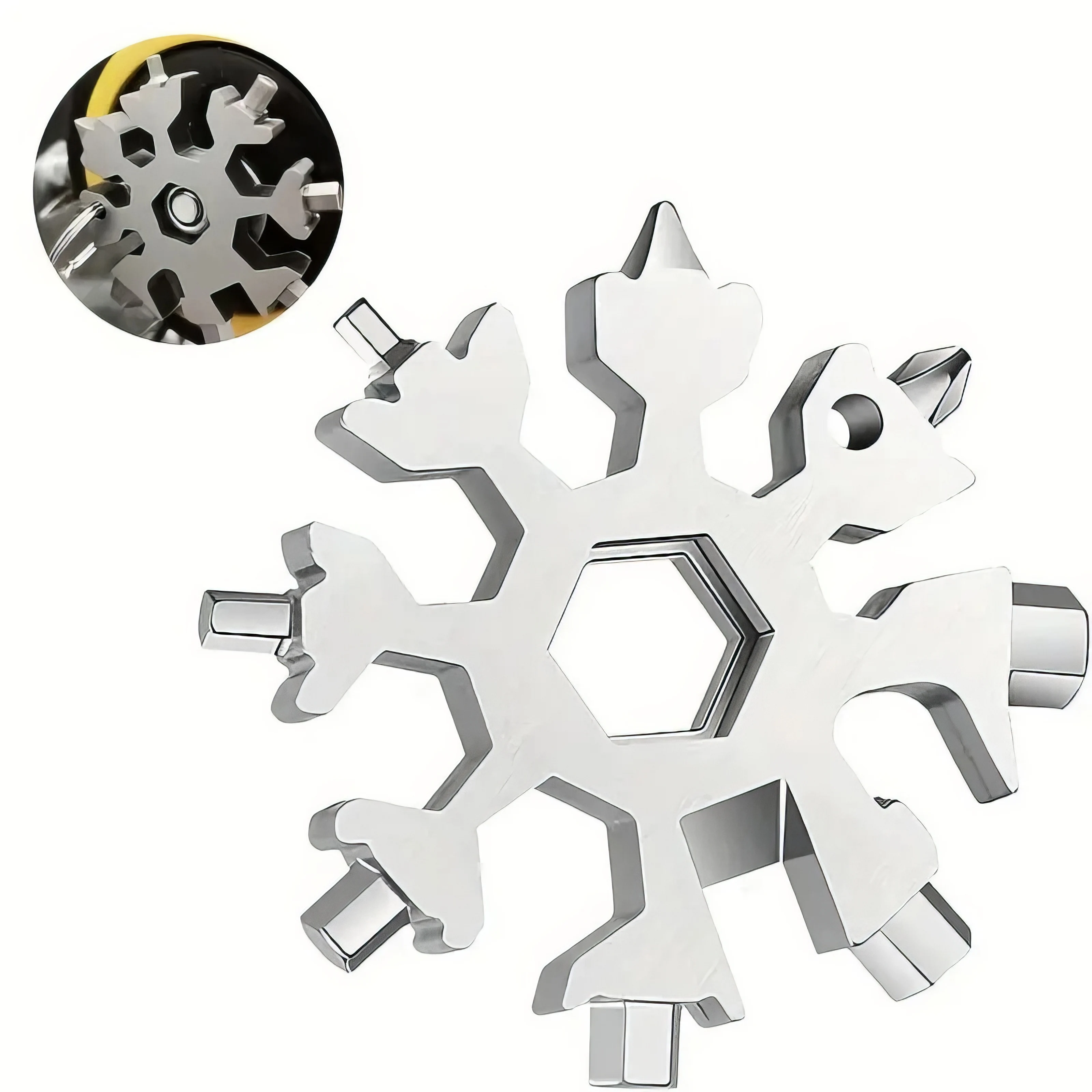 Herramienta Multifuncional 1/2 Snowflake, Abridor de Botellas de Acero Inoxidable, Destornillador y Llave Inglesa, Artículo Esencial para Navidad y Camping