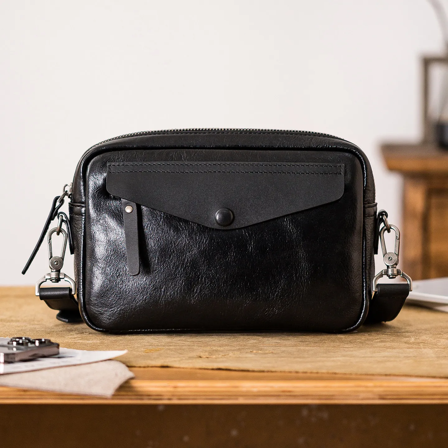 outdoor daily party luxury high-quality genuine leather men's shoulder bag fashion casual luxury cow leather crossbody bag