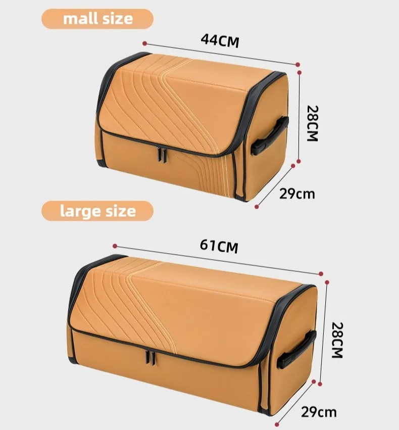 صندوق تخزين صندوق السيارة من الجلد الفاخر منظم صندوق السيارة القابل للطي ملحقات صندوق السيارة منظم تخزين السيارات بسعة كبيرة #6