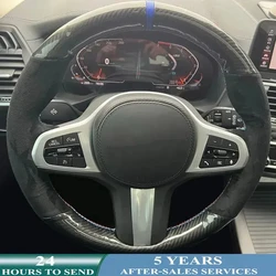 Car Steering Wheel Cover Hand Sewing Suede Carbon Fiber For BMW G30 G31 G32 G20 G21 G14 G15 G16 X3 G01 X4 G02 X5 G05 M Sport
