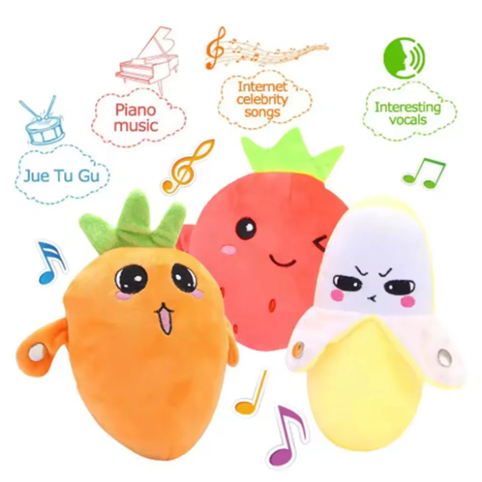 Interesting Special Music Rhythm Parent-child Interactive Plush Doll Cartoon Fruit Touch Induction Toy Nurture Baby Musical Awar