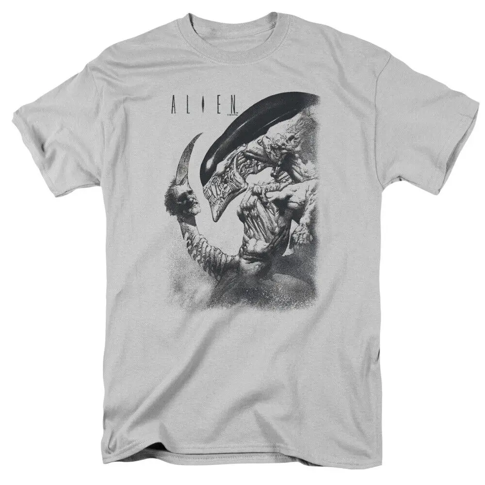 

Alien Decapitated T Shirt Licensed Sci-Fi Horror Movie Retro Classic Tee Silver